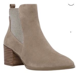 Anne Klein Women's Metallic Taupe Suede Parson Chelsea Booties Size 10M NEW